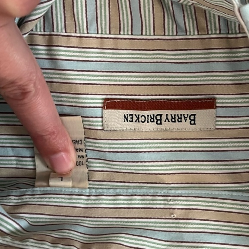 Barry Bricken Large Striped Long Sleeve Multicolor Button Up/Down Shirt. - Picture 7 of 8